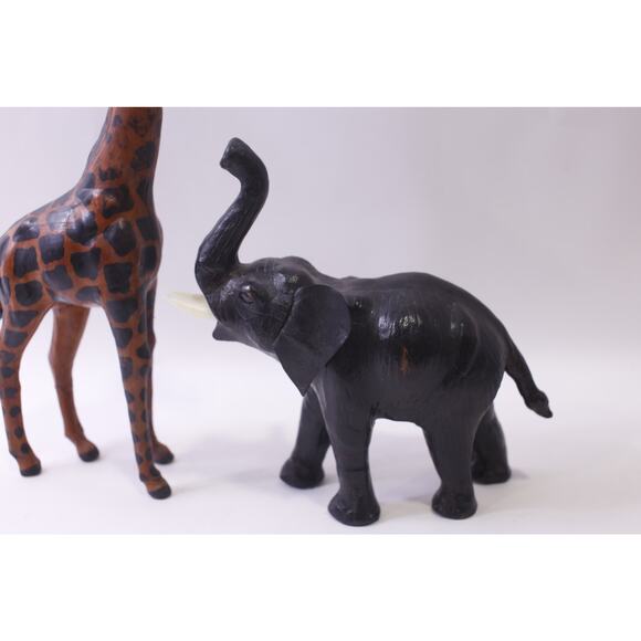Giraffe, Elephant, Figurines, Leather, Animals, Wild Life, ~ 251013-WH 1374 - Picture 2 of 5